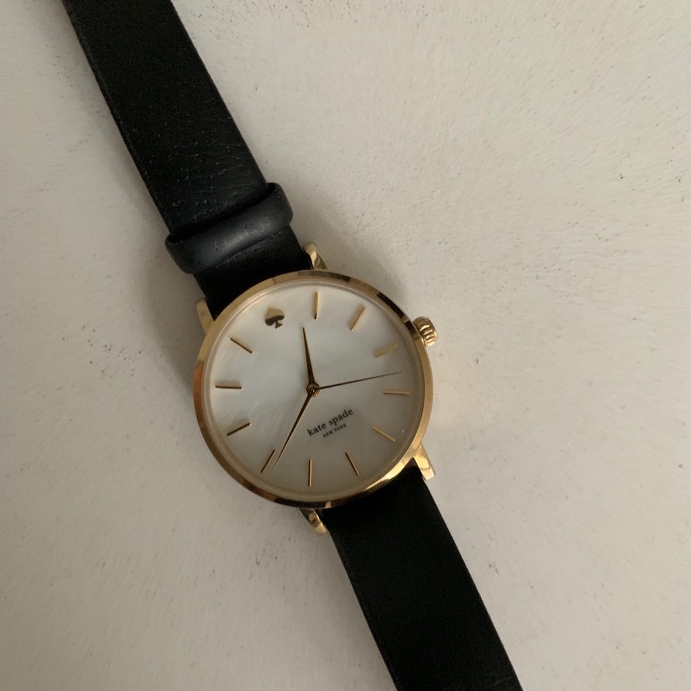 Kate Spade Black and Gold Mother of Pearl Watch